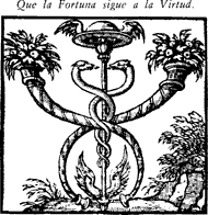 Fortuna. Caduceo y cuernos de la abundancia.